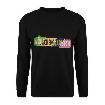 Mönchengladbach Deutschland Schrift Punk Retro - Unisex Pullover - Schwarz - Vorne - Alina (178cm) & Michal (187cm)