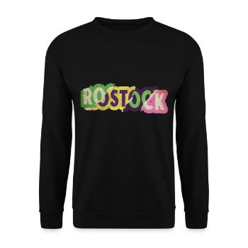 Rostock Germany City Font Punk Retro - Unisex Sweatshirt - black - Front - Alina (178cm) & Michal (187cm)