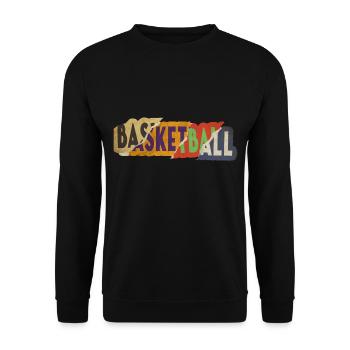 Basketball Sport Schrift Vintage Retro Bunt - Unisex Pullover - Schwarz - Vorne - Alina (178cm) & Michal (187cm)