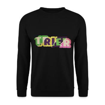Trier Germany City Font Punk Retro - Unisex Sweatshirt - black - Front - Alina (178cm) & Michal (187cm)