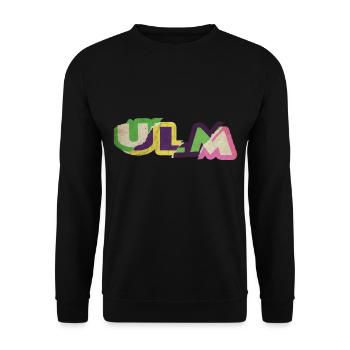 Ulm Deutschland Stadt Schrift Punk Retro - Unisex Pullover - Schwarz - Vorne - Alina (178cm) & Michal (187cm)