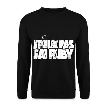 J'peux pas j'ai Rugby - Sweat-shirt Unisexe - noir - Devant - Alina (178cm) & Michal (187cm)