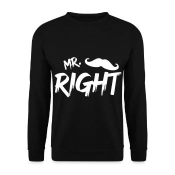 Mr Right mit Bart w - Unisex Pullover - Schwarz - Vorne - Alina (178cm) & Michal (187cm)