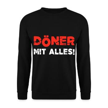 Döner mit alles Döner Kebab - Unisex Pullover - Schwarz - Vorne - Alina (178cm) & Michal (187cm)