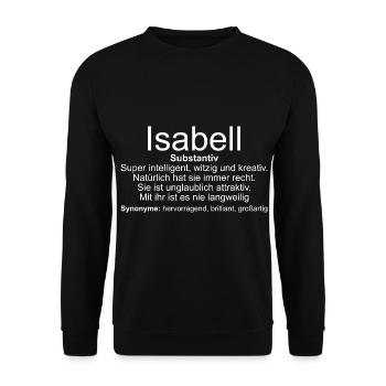 Name Definition Isabell - Unisex Pullover - Schwarz - Vorne - Alina (178cm) & Michal (187cm)