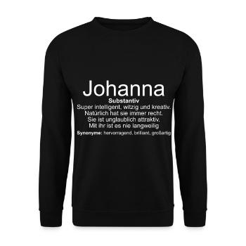 Name Definition Johanna - Unisex Pullover - Schwarz - Vorne - Alina (178cm) & Michal (187cm)
