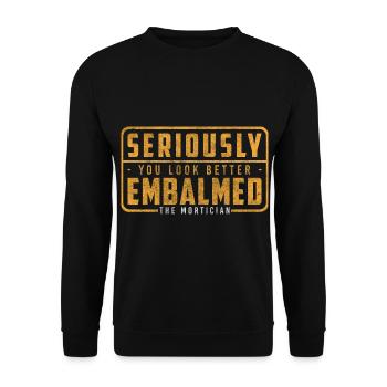 Gravedigger, funeral, coffin, mourning - Unisex Sweatshirt - black - Front - Alina (178cm) & Michal (187cm)