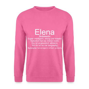 Name Definition Elena - Unisex Pullover - Pink - Vorne