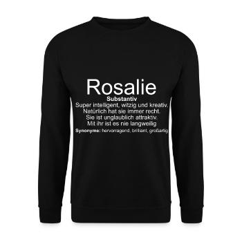 Name Definition Rosalie - Unisex Pullover - Schwarz - Vorne - Alina (178cm) & Michal (187cm)