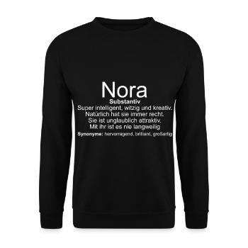 Name Definition Nora - Unisex Pullover - Schwarz - Vorne - Alina (178cm) & Michal (187cm)