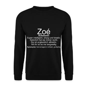 Name Definition Zoé - Unisex Pullover - Schwarz - Vorne - Alina (178cm) & Michal (187cm)