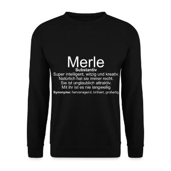 Name Definition Merle - Unisex Pullover - Schwarz - Vorne - Alina (178cm) & Michal (187cm)