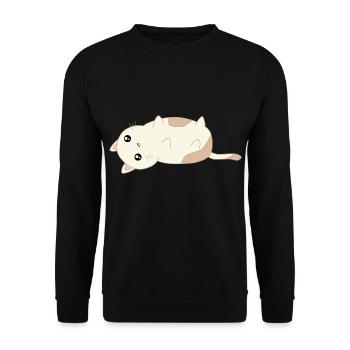 süße liegende Katze - Unisex Pullover - Schwarz - Vorne - Alina (178cm) & Michal (187cm)