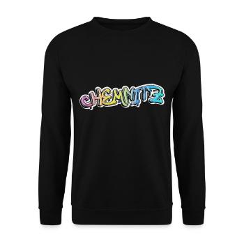 Chemnitz Deutschland Stadt Graffiti Spray Sprayer - Unisex Pullover - Schwarz - Vorne - Alina (178cm) & Michal (187cm)