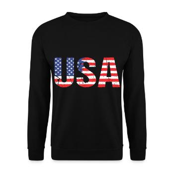 USA Amérique Flag Vintage US - Sweat-shirt Unisexe - noir - Devant - Alina (178cm) & Michal (187cm)