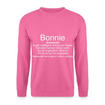 Name Definition Bonnie - Unisex Pullover - Pink - Vorne