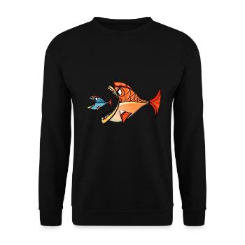 Two piranhas - Unisex Sweatshirt - black - Front - Alina (178cm) & Michal (187cm)