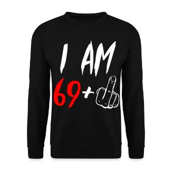 70th birthday middle finger - Unisex Sweatshirt - black - Front - Alina (178cm) & Michal (187cm)
