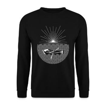 Boot Wasser Sonne Wellen Abstrakt - Unisex Pullover - Schwarz - Vorne - Alina (178cm) & Michal (187cm)