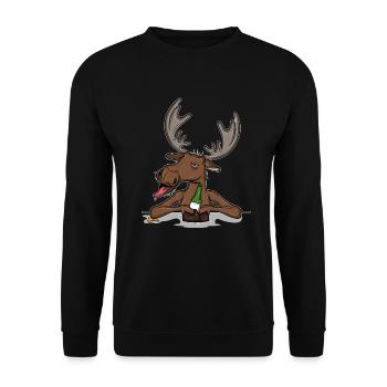 Betrunkener Elch. Lustige Geschenkidee - Unisex Pullover - Schwarz - Vorne - Alina (178cm) & Michal (187cm)
