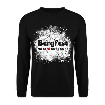 Bergfest. Mittwoch. Woche. Arbeit. Job. Lustig - Unisex Pullover - Schwarz - Vorne - Alina (178cm) & Michal (187cm)
