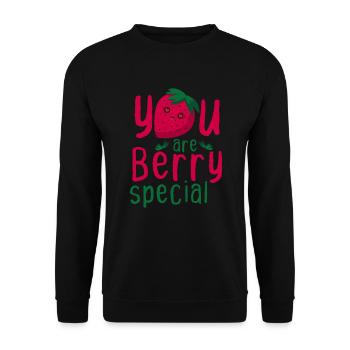 Frucht Erdbeer Früchte Erdbeere Berry Special - Unisex Pullover - Schwarz - Vorne - Alina (178cm) & Michal (187cm)