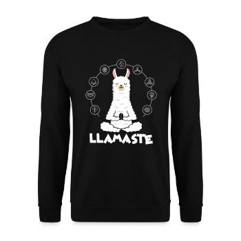 Yoga Llama Lama Alpaka Namaste Comic Tiere Lustig - Unisex Pullover - Schwarz - Vorne - Alina (178cm) & Michal (187cm)