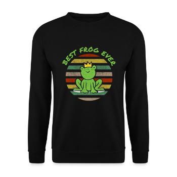Comic frog funny funny joke green crown king - Unisex Sweatshirt - black - Front - Alina (178cm) & Michal (187cm)