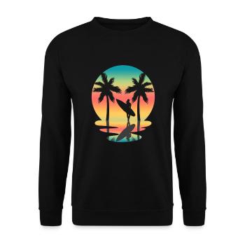 Surfing surfer surfing water sports beach summer - Unisex Sweatshirt - black - Front - Alina (178cm) & Michal (187cm)