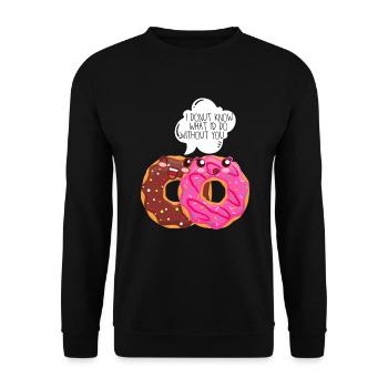 Donut amour partenaire relation copain blague drôle - Sweat-shirt Unisexe - noir - Devant - Alina (178cm) & Michal (187cm)