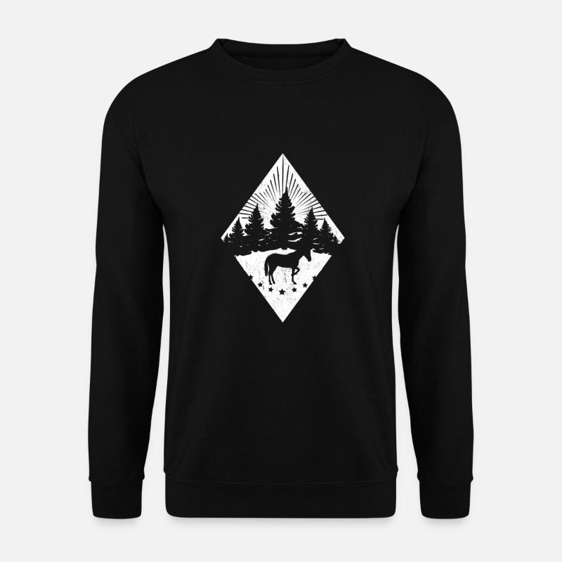Natur Logo Pferd Bäume Wandern Geschenk Weiss - Unisex Pullover - Schwarz