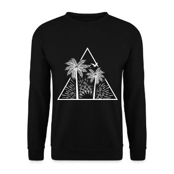 Natur Logo Sonne Palmen Vögel Wandern Geschenk - Unisex Pullover - Schwarz - Vorne - Alina (178cm) & Michal (187cm)