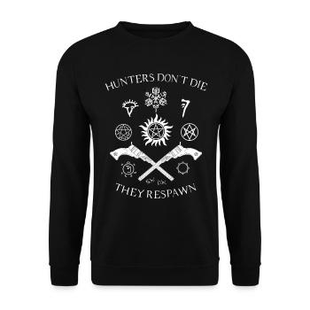 Hunters Dont Die They Respawn I Hunters SPN Dean Cas - Unisex Sweatshirt - black - Front - Alina (178cm) & Michal (187cm)