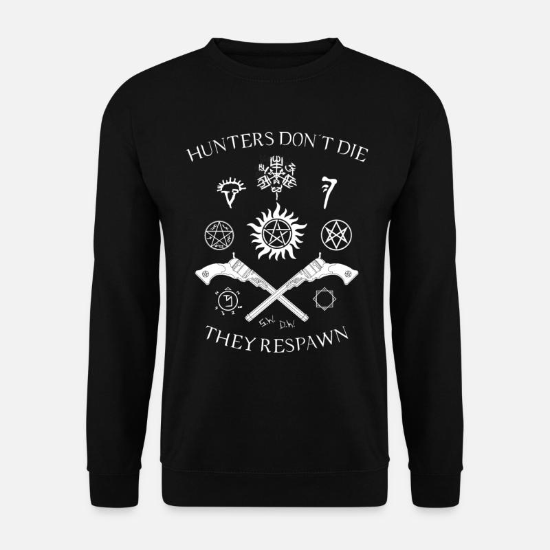 Hunters Dont Die They Respawn I Jäger SPN Dean Cas - Unisex Pullover - Schwarz