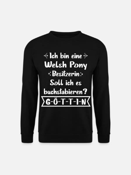 Welsh Pony Pferd Tshirt - Welsh Pony Shirt - Unisex Pullover - Schwarz