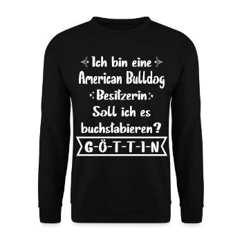 American Bulldog Tshirt - American Bulldog Hund - Unisex Pullover - Schwarz - Vorne - Alina (178cm) & Michal (187cm)