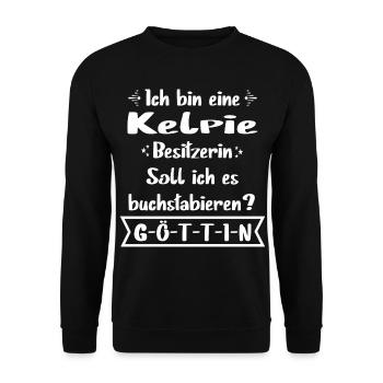 Kelpie Tshirt - Kelpie Hund Shirt - Unisex Pullover - Schwarz - Vorne - Alina (178cm) & Michal (187cm)