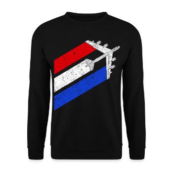 B-52 Stratofortress USA Contrails Rot Wei� Blau - Unisex Pullover - Schwarz - Vorne - Alina (178cm) & Michal (187cm)