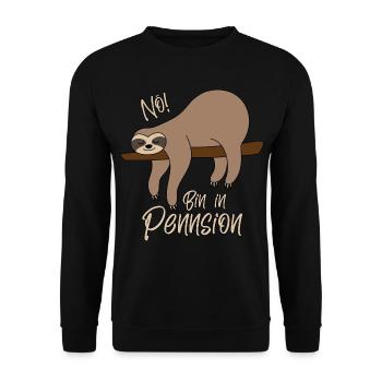 Pensionär Pennsionär Nö! Bin in Pennsion! Pension - Unisex Pullover - Schwarz - Vorne - Alina (178cm) & Michal (187cm)
