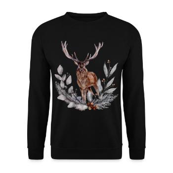Deer deer antler hunter t-shirt - Unisex Sweatshirt - black - Front - Alina (178cm) & Michal (187cm)