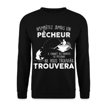 tee-shirt cadeau pêcheur humour sympa - Sweat-shirt Unisexe - noir - Devant - Alina (178cm) & Michal (187cm)