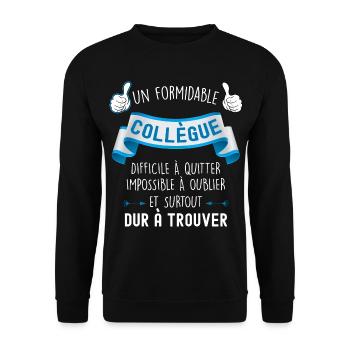 T-shirt homme collegue formidable - Sweat-shirt Unisexe - noir - Devant - Alina (178cm) & Michal (187cm)