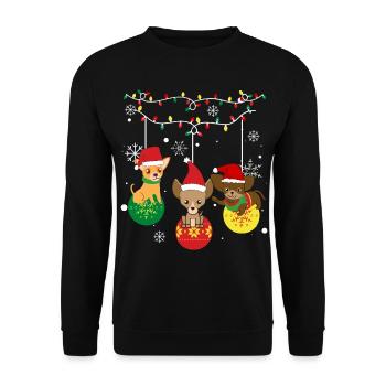Hund Weihnachten - Unisex Pullover - Schwarz - Vorne - Alina (178cm) & Michal (187cm)