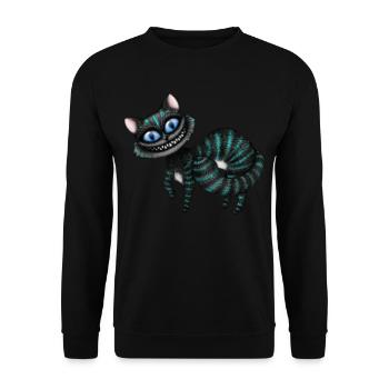 Blaue Cheshire Katze - Unisex Pullover - Schwarz - Vorne - Alina (178cm) & Michal (187cm)