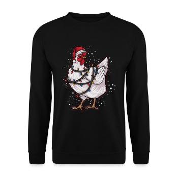 Christmas Ugly Christmas Poultry Xmas Chicken - Unisex Sweatshirt - black - Front - Alina (178cm) & Michal (187cm)