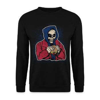Halloween Costume Burger Cheese Spooky Skull Zombie - Unisex Sweatshirt - black - Front - Alina (178cm) & Michal (187cm)