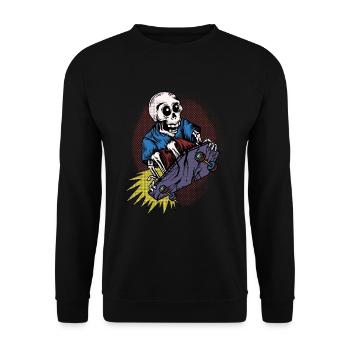 Halloween Gift Killer Skeleton Killer Skater - Unisex Sweatshirt - black - Front - Alina (178cm) & Michal (187cm)