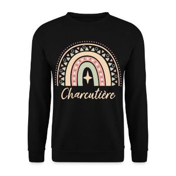 Cadeau Charcutière. Boho Rainbow charcutière. - Sweat-shirt Unisexe - noir - Devant - Alina (178cm) & Michal (187cm)