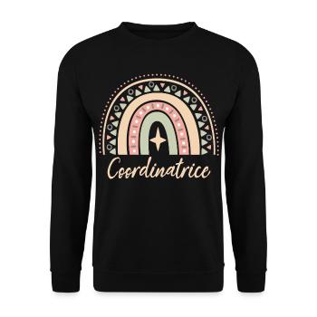 Cadeau Coordinatrice. Boho Rainbow coordinatrice. - Sweat-shirt Unisexe - noir - Devant - Alina (178cm) & Michal (187cm)