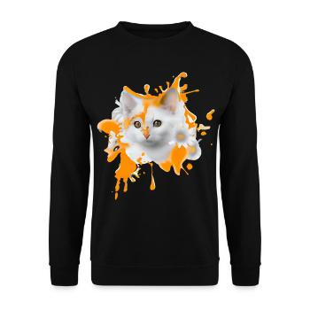 Flower Cat - Unisex Sweatshirt - black - Front - Alina (178cm) & Michal (187cm)